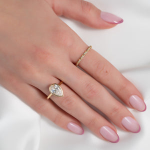 The Charlotte Set  With A 2.5 Carat Pear 14K Yellow Gold Moissanite