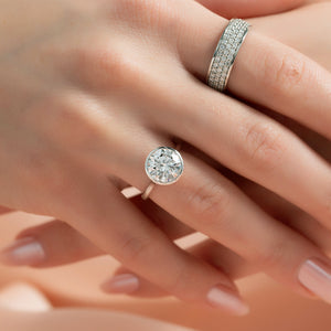 The Charlotte Set  With A 4.5 Carat Round 18K White Gold Moissanite
