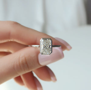 The Charlotte Set  With A 4.5 Carat Radiant 14K White Gold Moissanite
