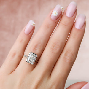 The Charlotte Set  With A 4.5 Carat Radiant 14K White Gold Moissanite