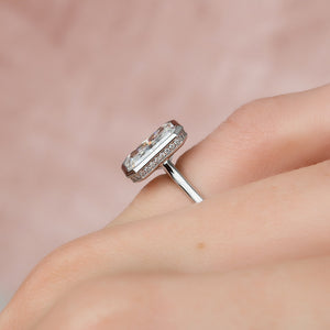 The Charlotte Set  With A 4.5 Carat Radiant 14K White Gold Moissanite
