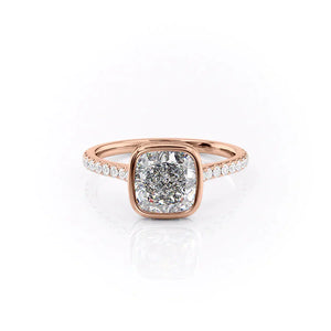 The Charlotte Set With A 3 Carat Cushion 14K Rose Gold Lab Diamond