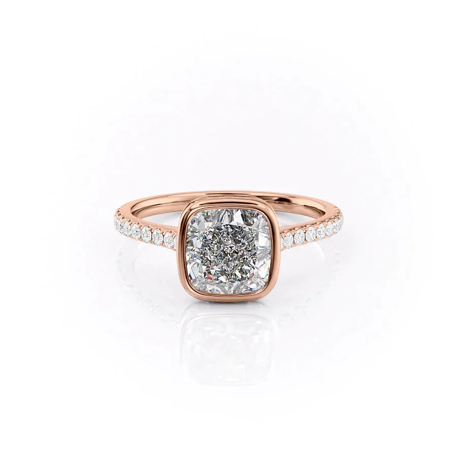 The Charlotte Set With A 1 Carat Cushion 14K Rose Gold Lab Diamond