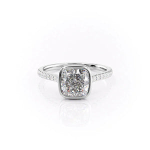 The Pave Charlotte Set With A 2 Carat Cushion 14K White Gold Lab Diamond