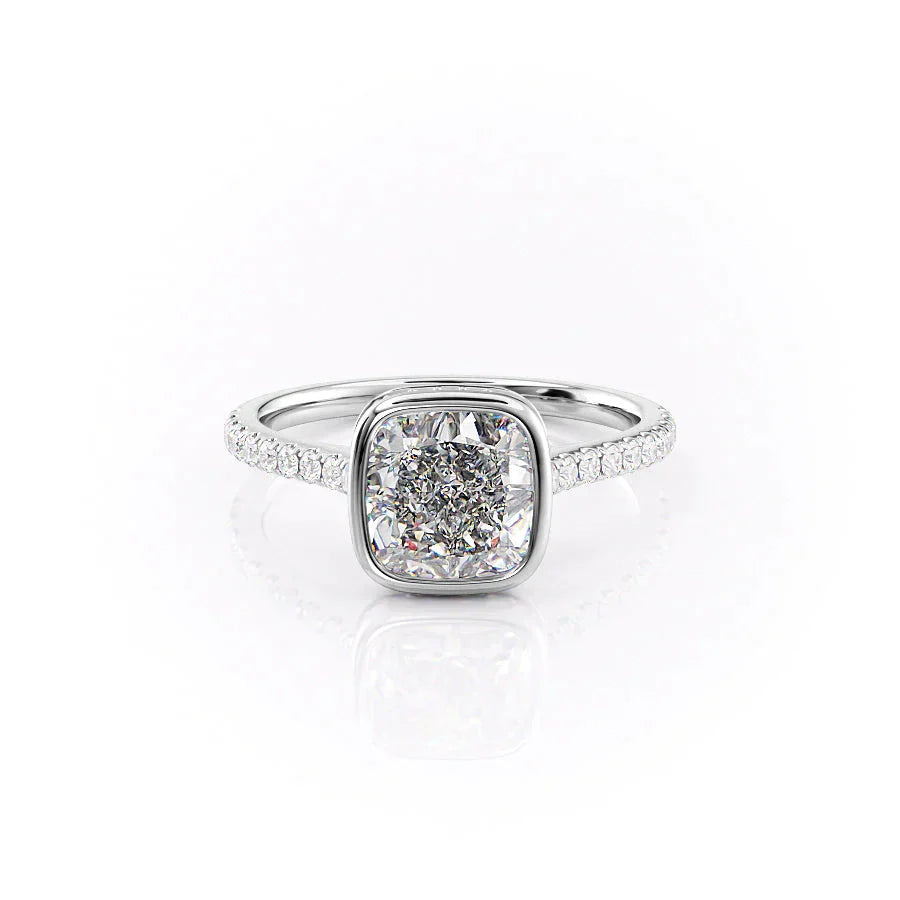 The Charlotte Set  With A 1 Carat Cushion 18K White Gold Moissanite
