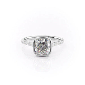 The Charlotte Set  With A 1 Carat Cushion 18K White Gold Moissanite