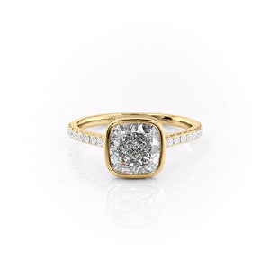 The Charlotte Set With A 2.5 Carat Cushion 18K Yellow Gold Lab Diamond