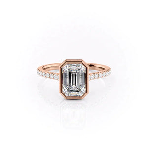 The Charlotte Set With A 1.5 Carat Emerald 14K Rose Gold Lab Diamond