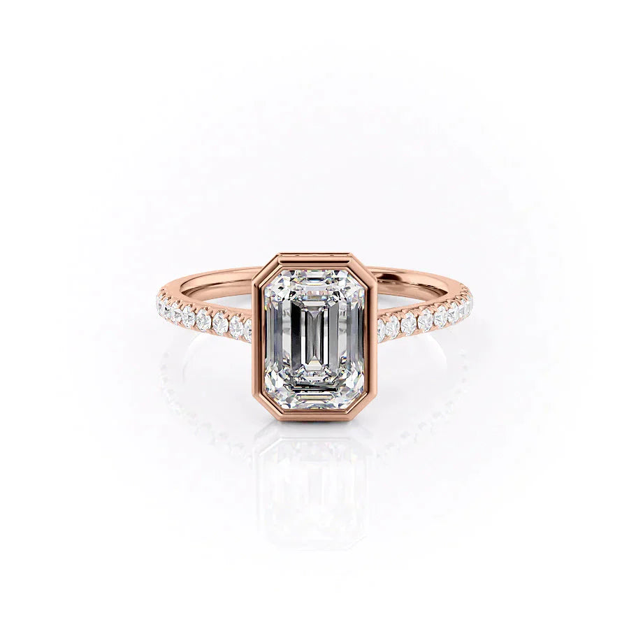 The Charlotte Set With A 1 Carat Emerald 14K Rose Gold Lab Diamond