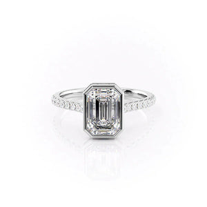 The Pave Charlotte Set With A 2.5 Carat Emerald 14K White Gold Lab Diamond