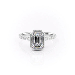 The Charlotte Set With A 1 Carat Emerald 14K White Gold Lab Diamond