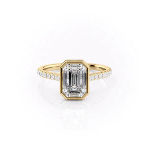The Charlotte Set With A 2.5 Carat Emerald 14K Yellow Gold Lab Diamond