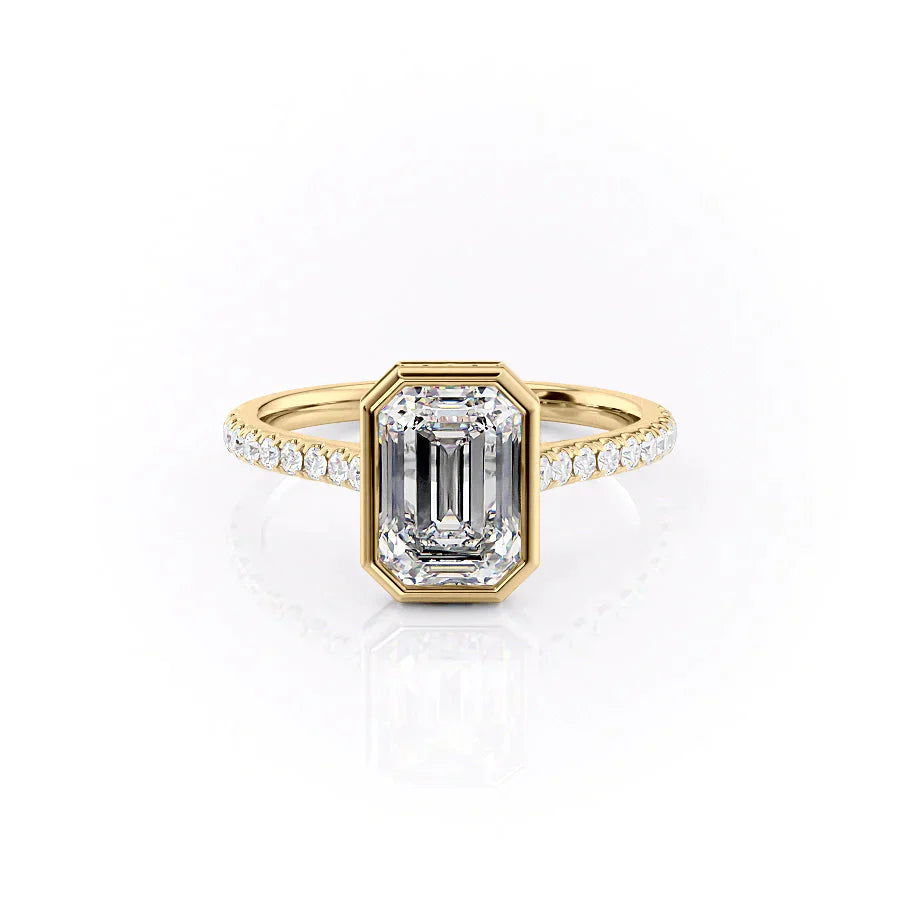 The Charlotte Set With A 1.5 Carat Emerald 18K Yellow Gold Lab Diamond