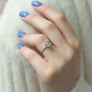 The Pave Charlotte Set With A 1.5 Carat Cushion 18K White Gold Lab Diamond