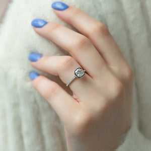 The Charlotte Set With A 2 Carat Cushion 14K White Gold Lab Diamond