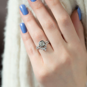 The Charlotte Set With A 2 Carat Cushion 14K White Gold Lab Diamond
