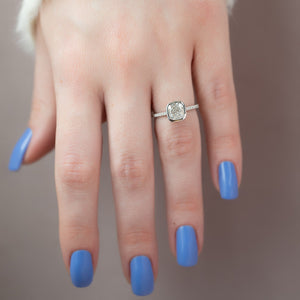 The Pave Charlotte Set  With A 3.5 Carat Cushion 18K White Gold Moissanite