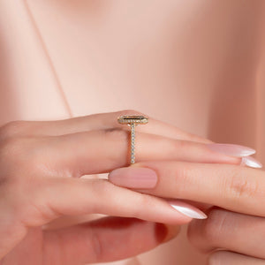 The Pave Charlotte Set  With A 2.5 Carat E. Cushion 18K Yellow Gold Moissanite