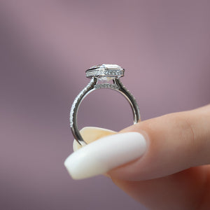 The Charlotte Set With A 2 Carat Emerald 14K White Gold Lab Diamond