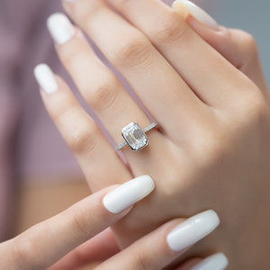 The Charlotte Set With A 2 Carat Emerald 14K White Gold Lab Diamond