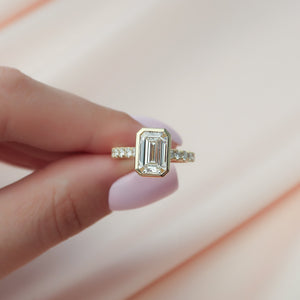 The Charlotte Set With A 2 Carat Emerald 14K Yellow Gold Lab Diamond