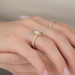 The Charlotte Set With A 2 Carat Emerald 14K Yellow Gold Lab Diamond