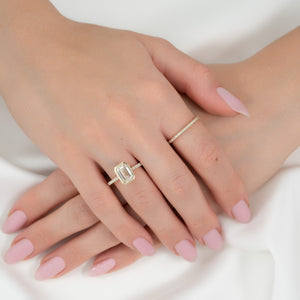 The Charlotte Set With A 2 Carat Emerald 14K Yellow Gold Lab Diamond