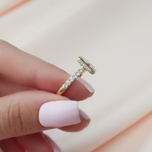 The Pave Charlotte Set With A 1 Carat Emerald 18K Yellow Gold Lab Diamond