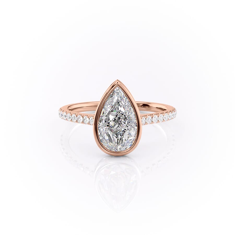 The Pave Charlotte Set  With A 2.5 Carat Pear 14K Rose Gold Moissanite
