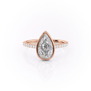 The Pave Charlotte Set  With A 2.5 Carat Pear 14K Rose Gold Moissanite