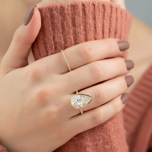 The Pave Charlotte Set With A 1.5 Carat Pear 14K Yellow Gold Lab Diamond