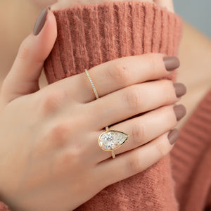 The Charlotte Set With A 2 Carat Pear 14K Yellow Gold Lab Diamond