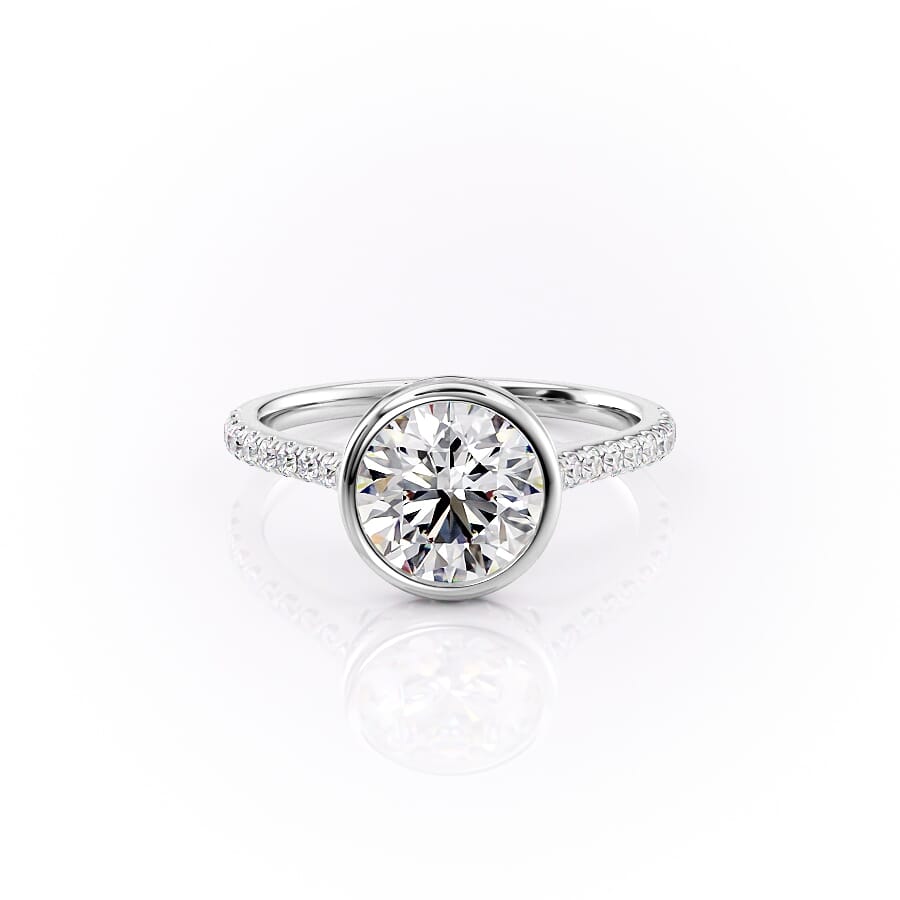 The Pave Charlotte Set  With A 2 Carat Round 18K White Gold Moissanite