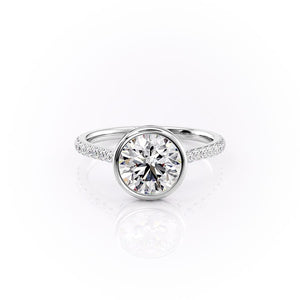 The Pave Charlotte Set  With A 2 Carat Round 18K White Gold Moissanite
