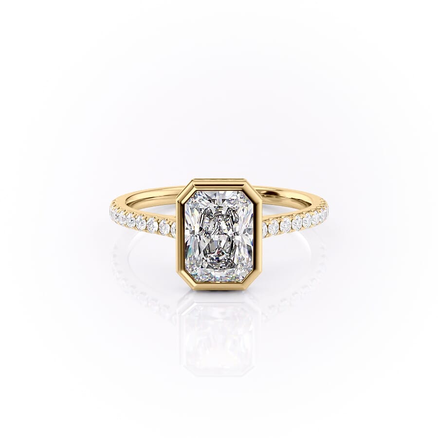 The Pave Charlotte Set With A 1 Carat Radiant 18K Yellow Gold Lab Diamond