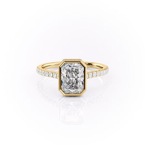 The Pave Charlotte Set With A 1 Carat Radiant 18K Yellow Gold Lab Diamond