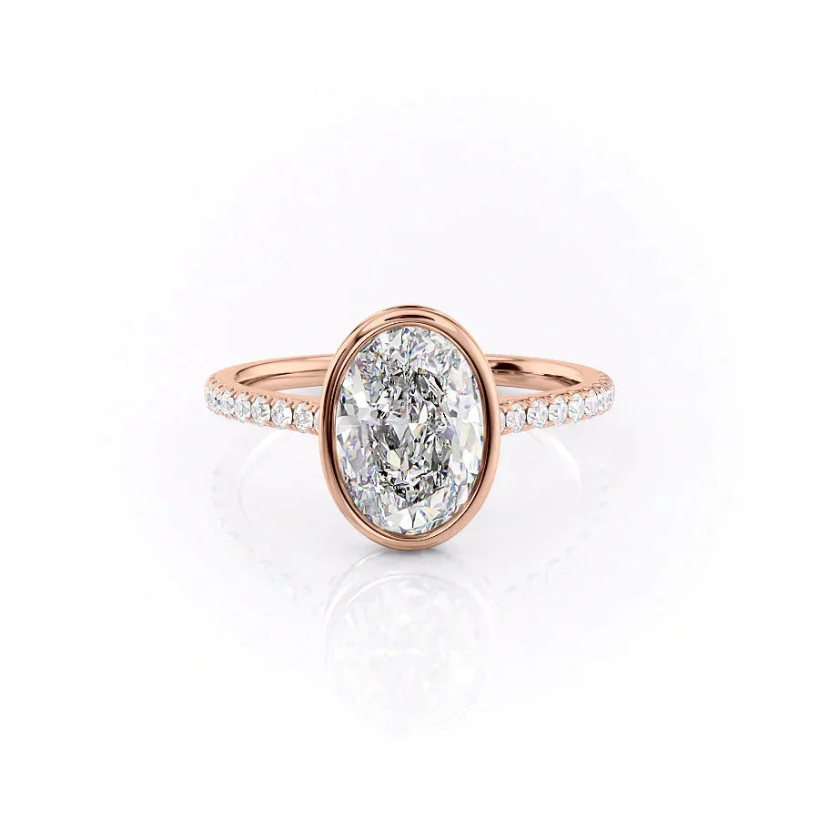 The Charlotte Set With A 3 Carat Oval 14K Rose Gold Lab Diamond