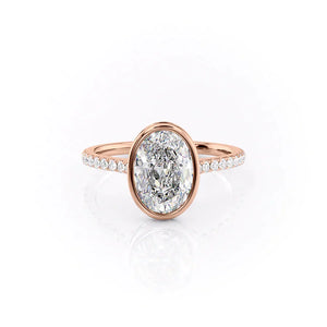 The Charlotte Set With A 1.5 Carat Oval 14K Rose Gold Lab Diamond