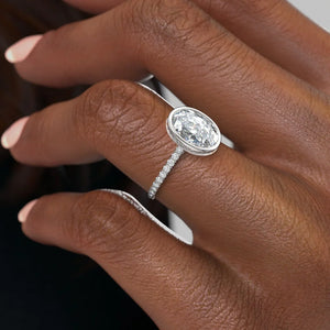 The Charlotte Set With A 1 Carat Oval 14K White Gold Lab Diamond