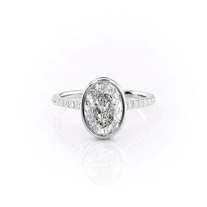 The Pave Charlotte Set With A 2 Carat Oval 14K White Gold Lab Diamond