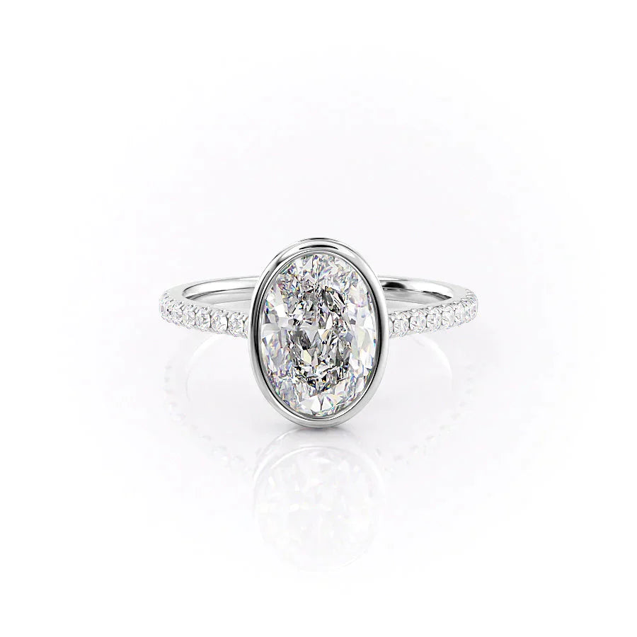 The Charlotte Set With A 3 Carat Oval 14K White Gold Lab Diamond