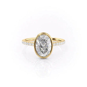 The Pave Charlotte Set With A 1.5 Carat Oval 18K Yellow Gold Lab Diamond