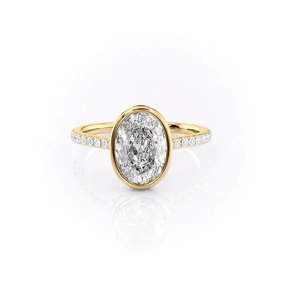 The Charlotte Set With A 1 Carat Oval 18K Yellow Gold Lab Diamond