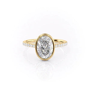 The Charlotte Set With A 3 Carat Oval 18K Yellow Gold Lab Diamond