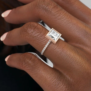The Charlotte Set With A 1 Carat Princess 14K Rose Gold Lab Diamond