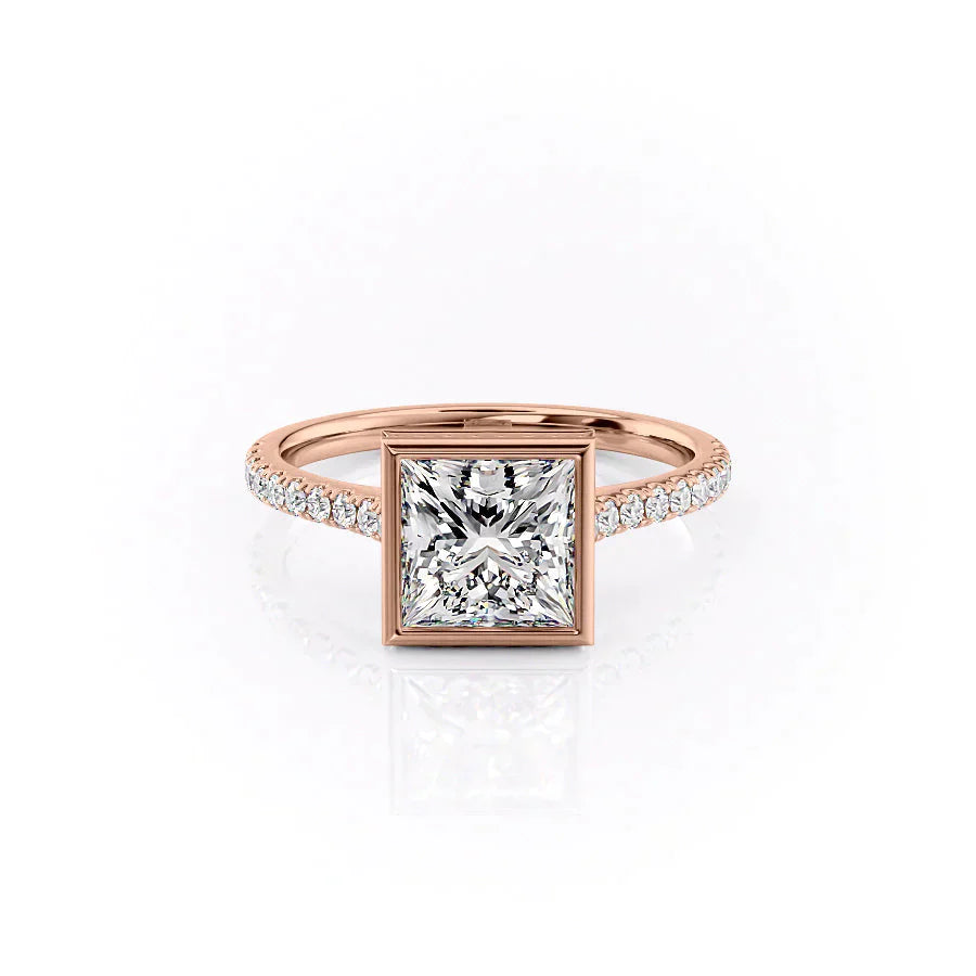 The Charlotte Set With A 1 Carat Princess 14K Rose Gold Lab Diamond