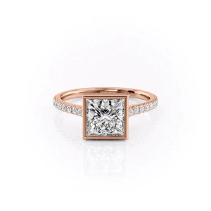 The Charlotte Set With A 2.5 Carat Princess 14K Rose Gold Lab Diamond