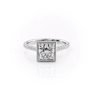 The Charlotte Set With A 3 Carat Princess 18K White Gold Lab Diamond