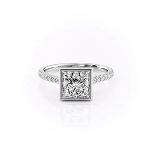 The Pave Charlotte Set  With A 2 Carat Princess 14K White Gold Moissanite