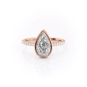 The Pave Charlotte Set With A 1 Carat Pear 14K Rose Gold Lab Diamond